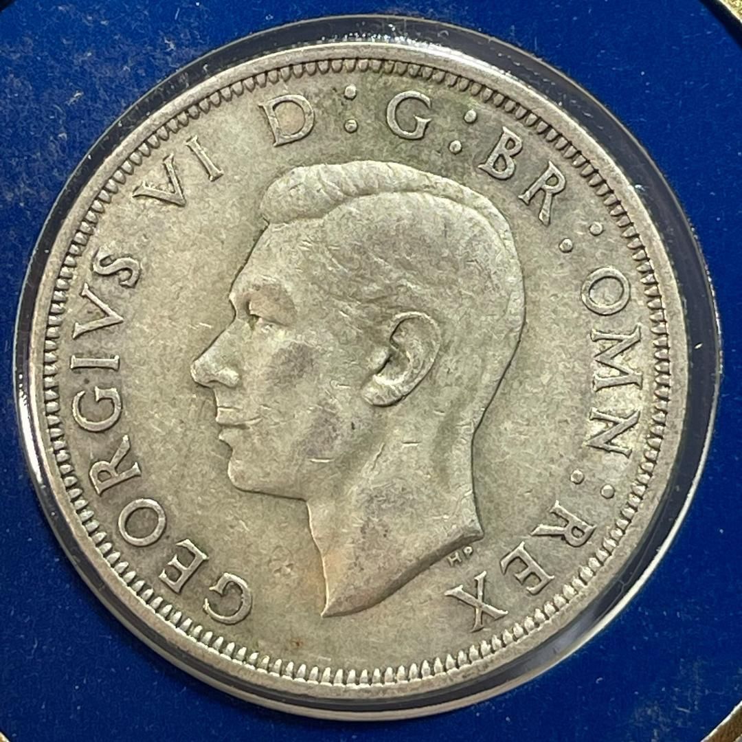 銀貨】1946年 イギリス ジョージ6世 ハーフクラウン銀貨／フランクリン