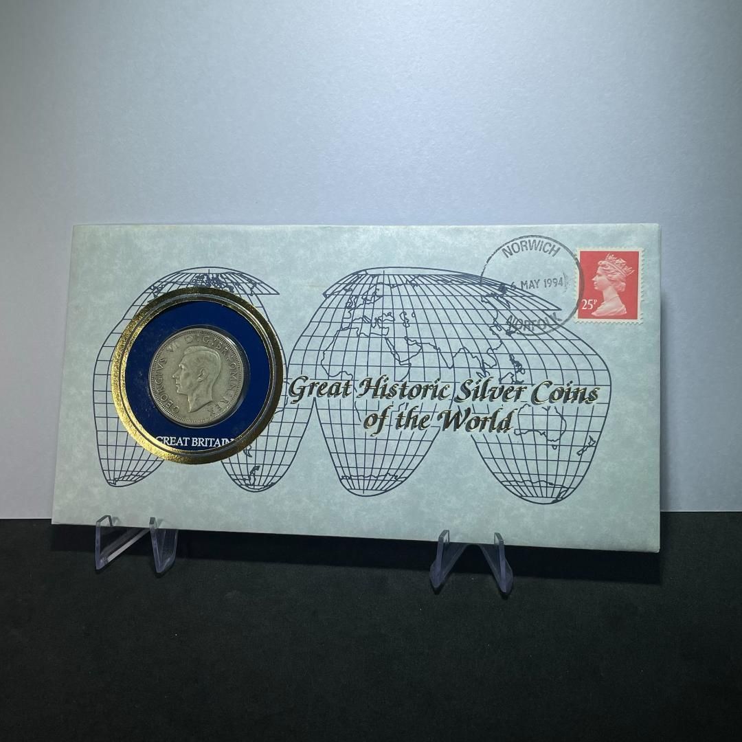 銀貨】1946年 イギリス ジョージ6世 ハーフクラウン銀貨／フランクリン