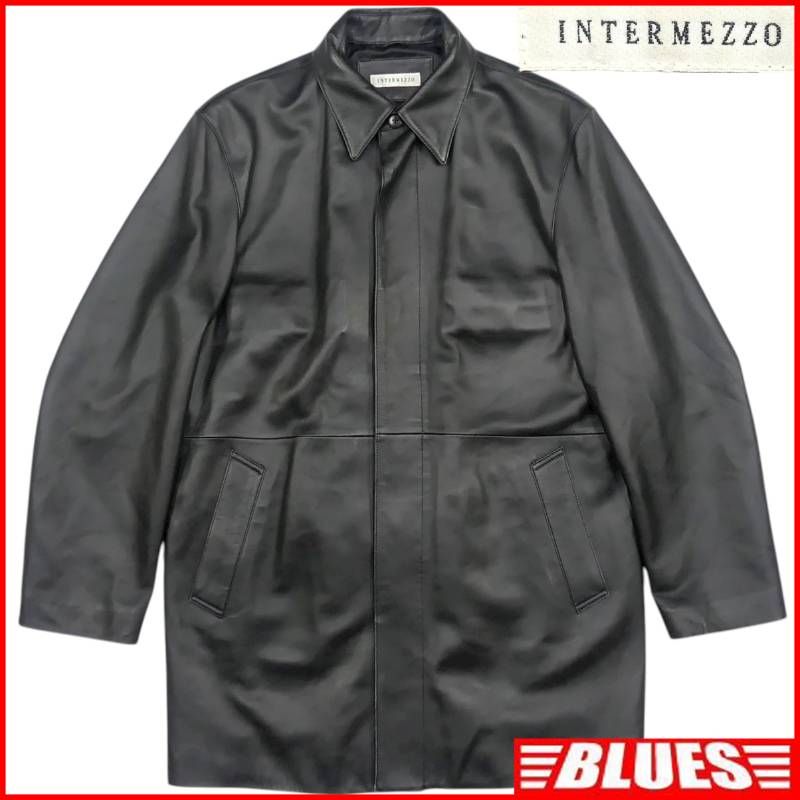INTERMEZZO インターメッツォ ステンカラーコート M レザー 本革 黒