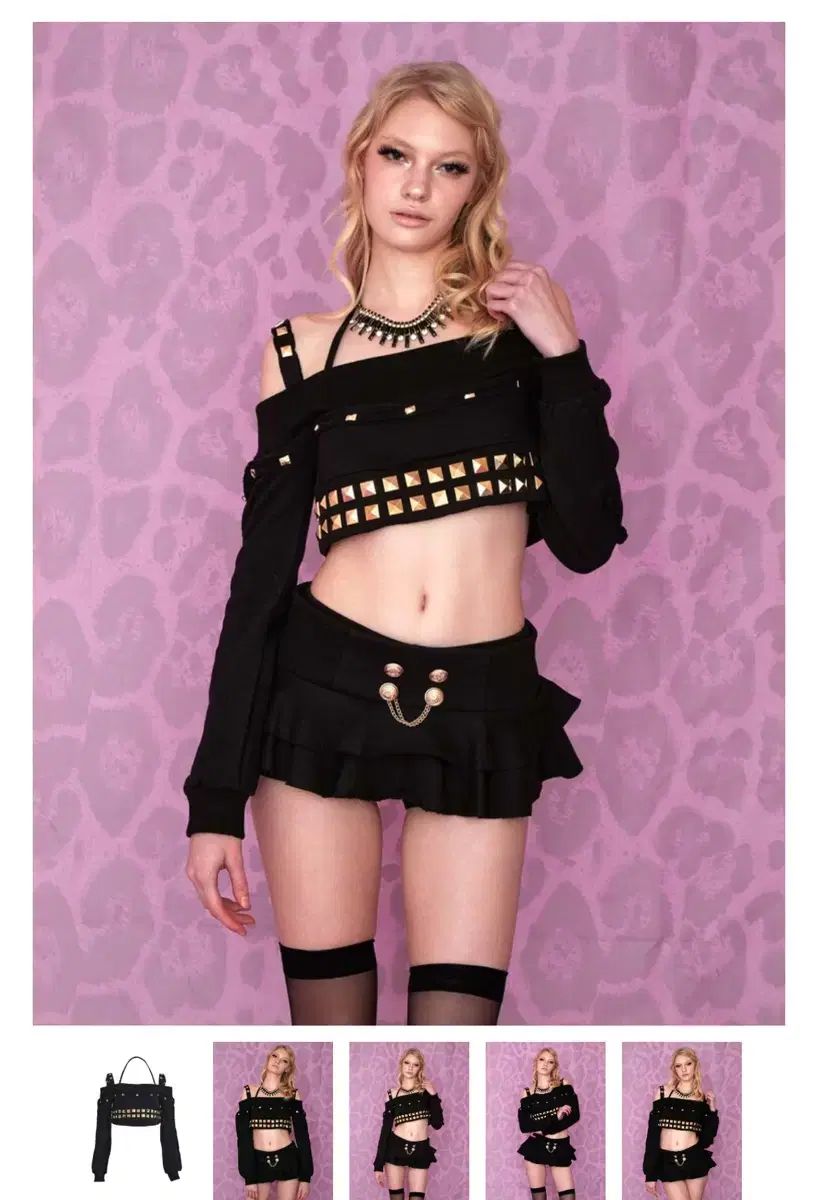 ベイビーメタルクラブ G studs damaged crop top Babymetalclub