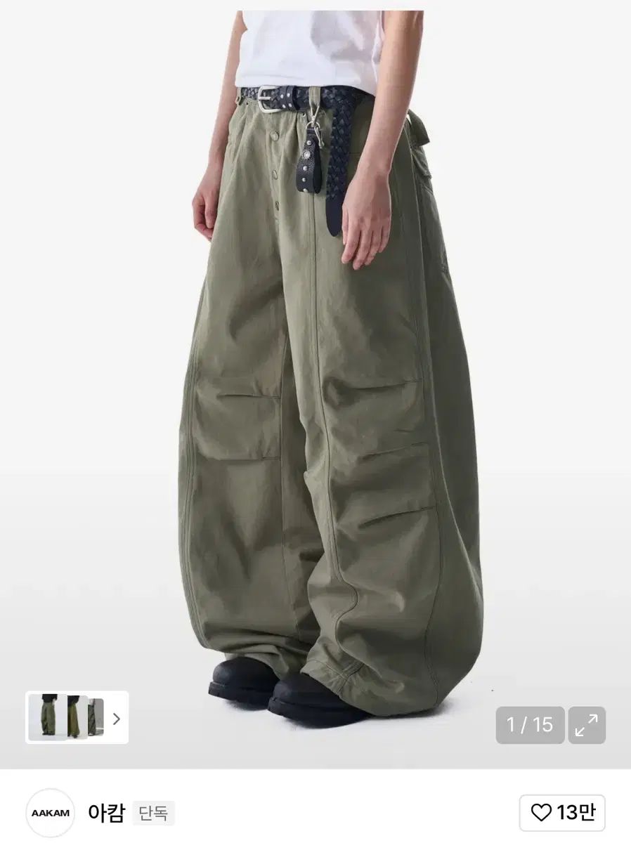 アッカム ソイソイ ピンタック ニ スタッズ コットンパンツ カーキ 1サイズ