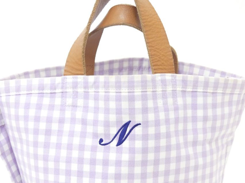 LUDLOW チェックトート ラベンダー キャンバス 刺繍入