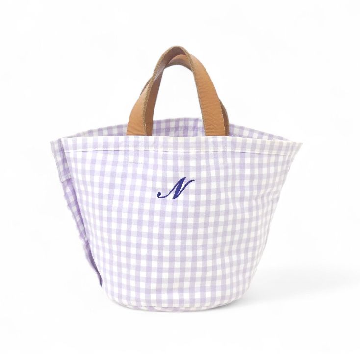 LUDLOW チェックトート ラベンダー キャンバス 刺繍入