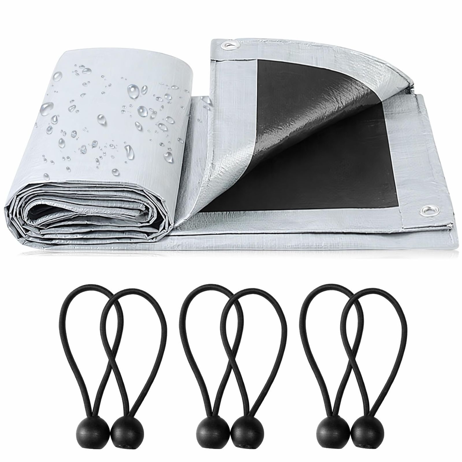 改良モデル 220g m2 厚手生地 防雨シート シルバー 防水 UVシート 屋根 カバー 庭 両面防水 UVカット 遮光 保護 水害対策 豪雨対策 防雪 防災 厚手 耐久性 5.8mx7.8m