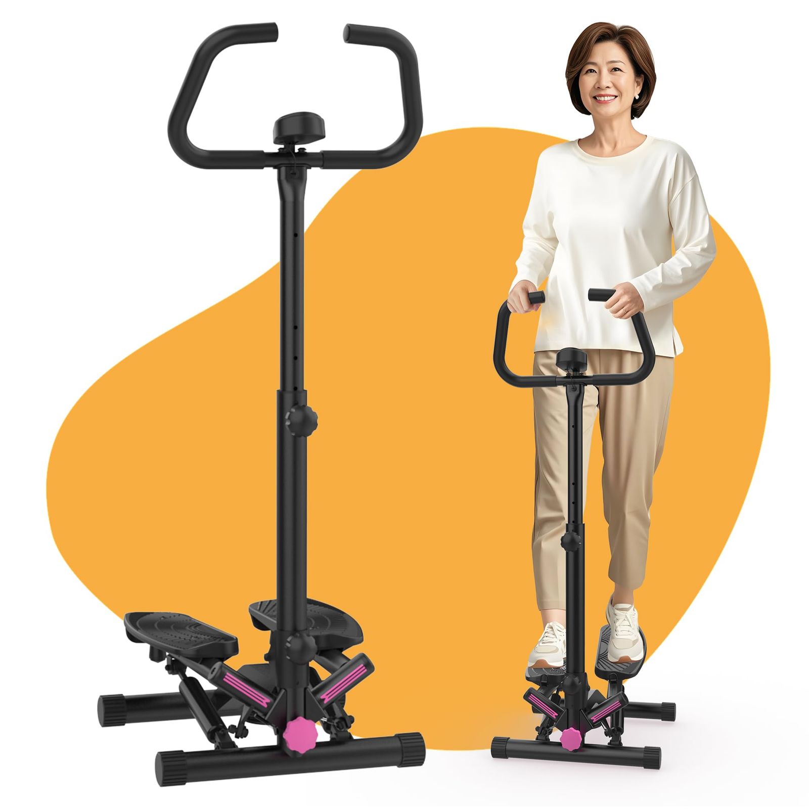 健康ステッパー 組立簡單 足踏み健康器具 ツイストエアロステッパー 静音 負荷調整付き モニター ハンドル パワーバンド付き 踏み台で全身トレーニングと筋トレ 室内運動不足を解消 自宅トレ 有酸素運動 運動器具 最大承重量110kg メーカー 高齢者