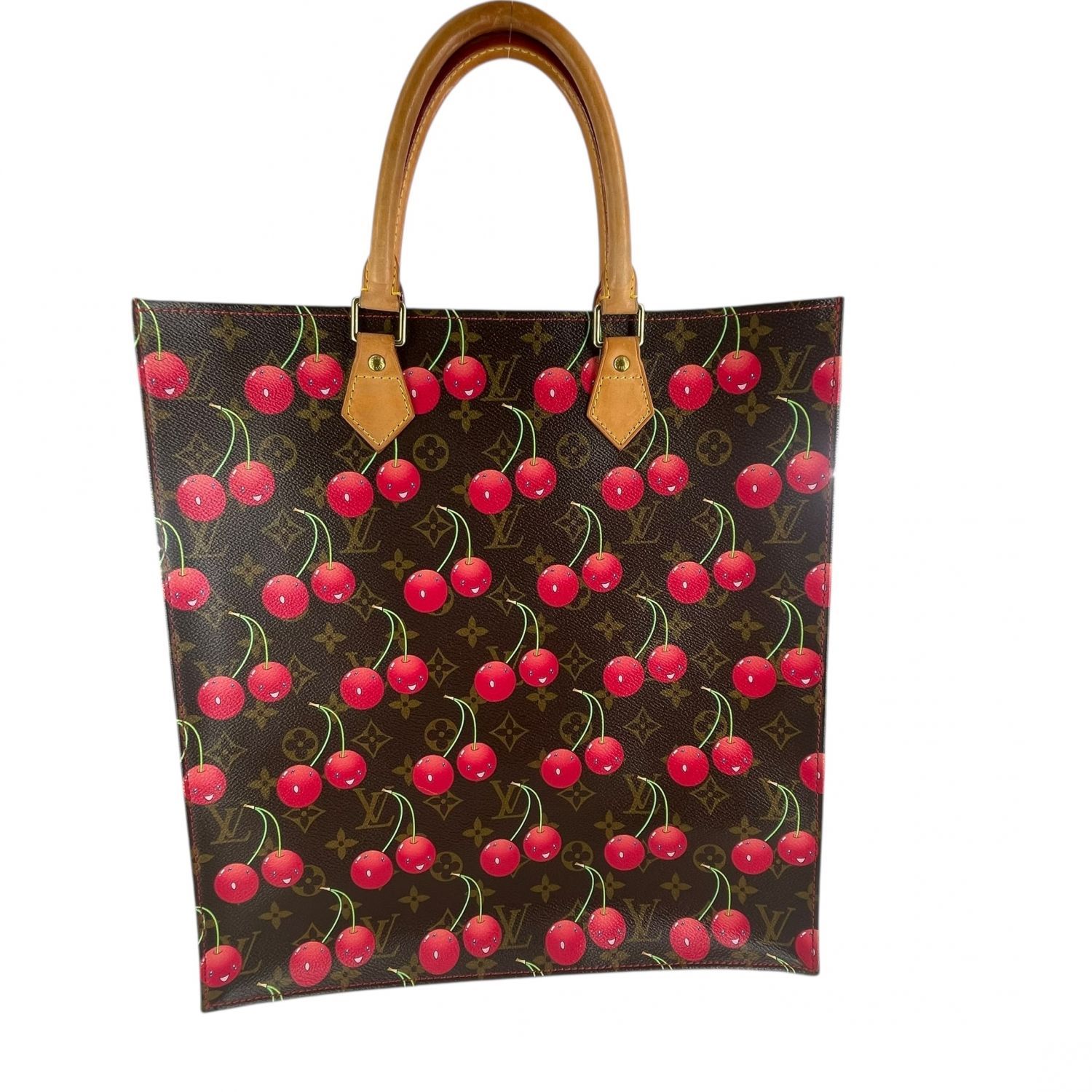 LOUIS VUITTON ルイ ヴィトン サックプラ M95010 モノグラム チェリー 村上隆 コラボ ハンドバッグ ブラウン ピンク レディース 25015055 KJ