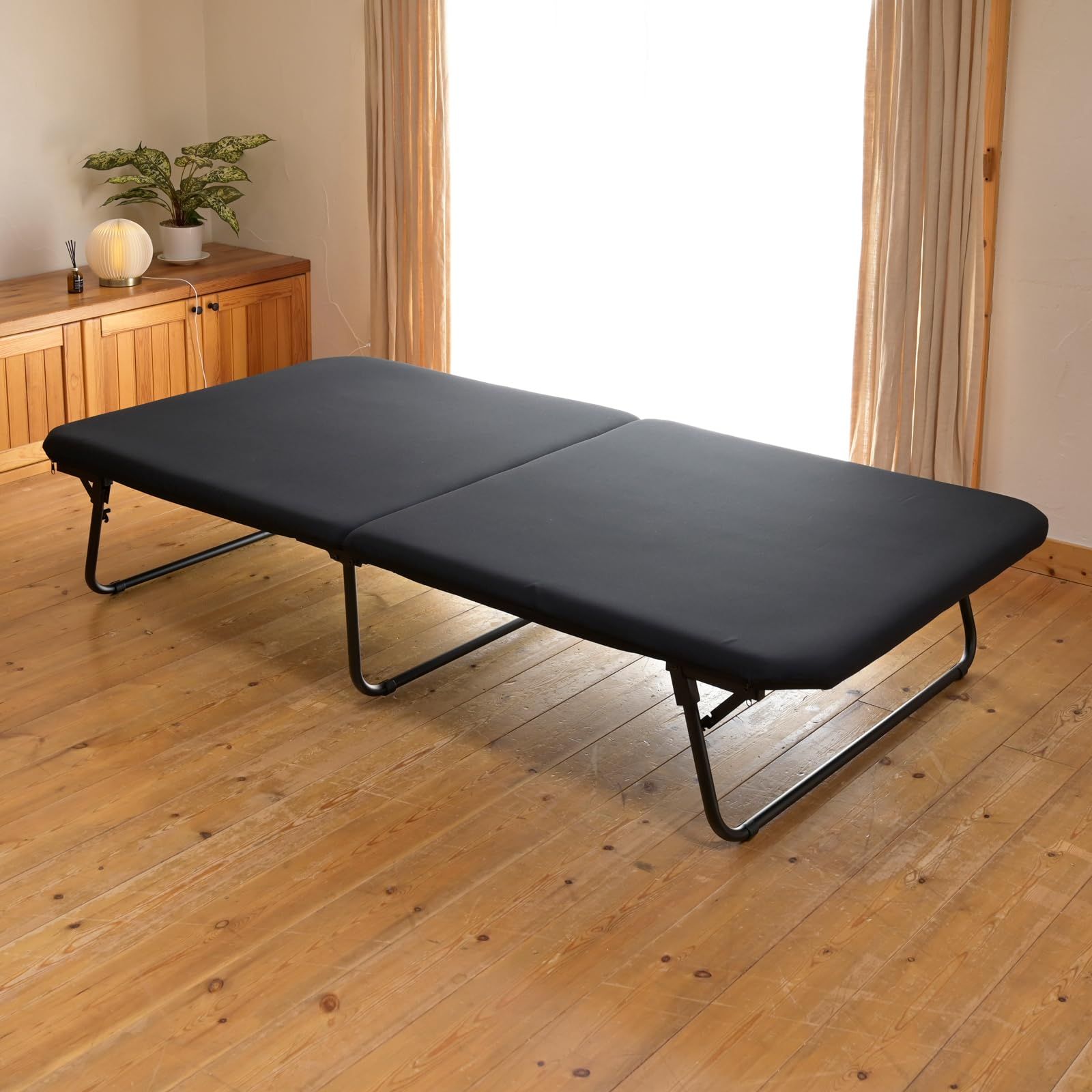 タイプ 幅98 奥行195 高さ38 cm ベッドフレーム 耐荷重200 kgマットレス 組立不要 折りたたみベッド 完成品 シングル 一人暮らし ブラック マットブラック 山善 YAMAZEN PB 97195 U BK MBK