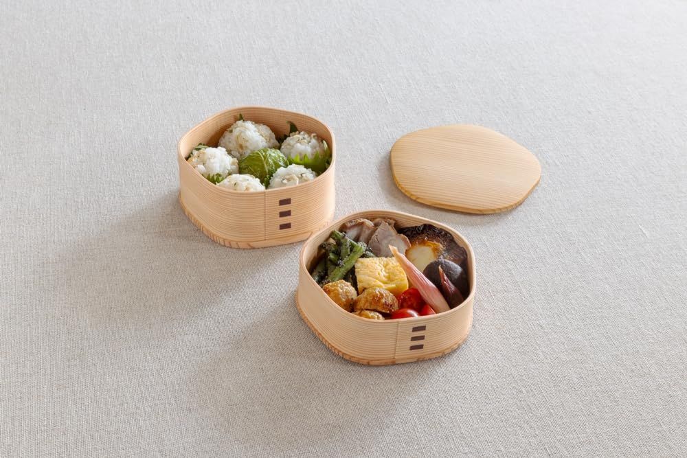 3740 上段350 ml 下段 450 梅花弁当 曲げわっぱ わっぱ 弁当箱 大館工芸社 bento box