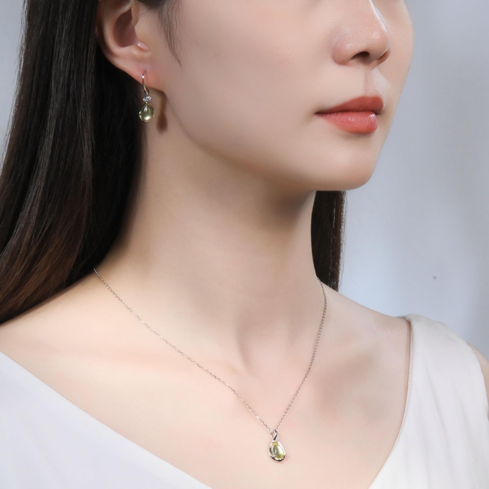 数量 ラブストーン シルバー925 金属アレルギー対応 錆びな ネックレス シトリン 誕生石 セット ペンダント ピアス パーティー 成人式 レディース ブルートパーズ プレゼント女性 FH.bird アクセサリ