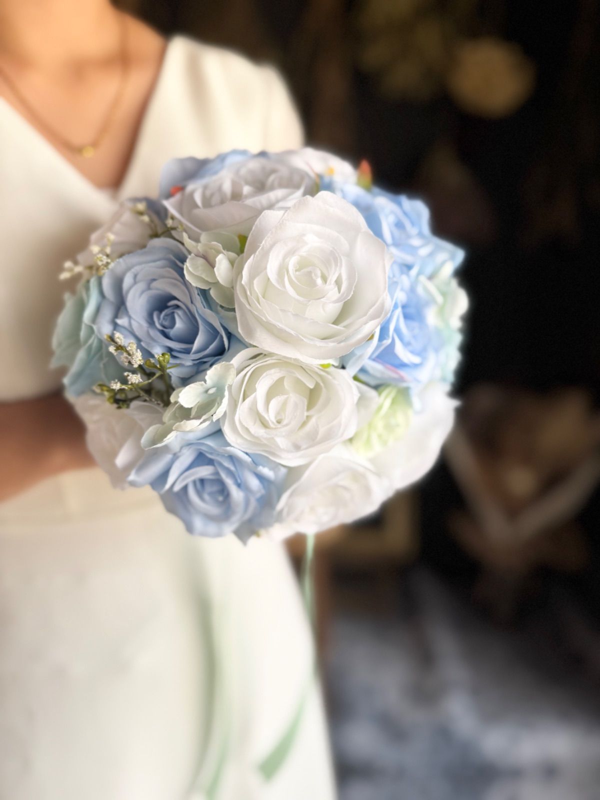 ウェディングブーケ ブートニア シルクフラワー 造花 ラウンドブーケ