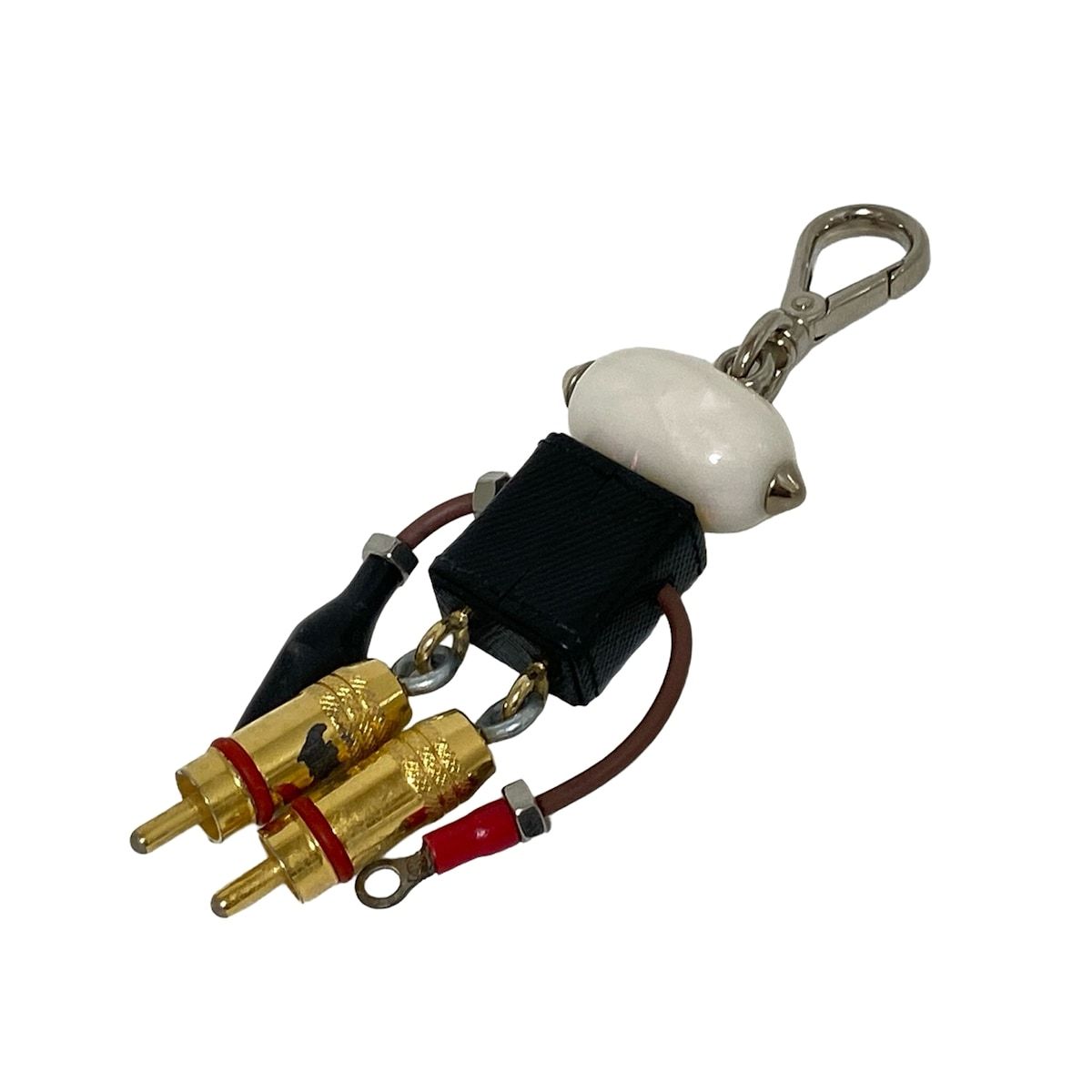 PRADA プラダ キーホルダー チャーム 黒 白 マルチ ロボット レザー