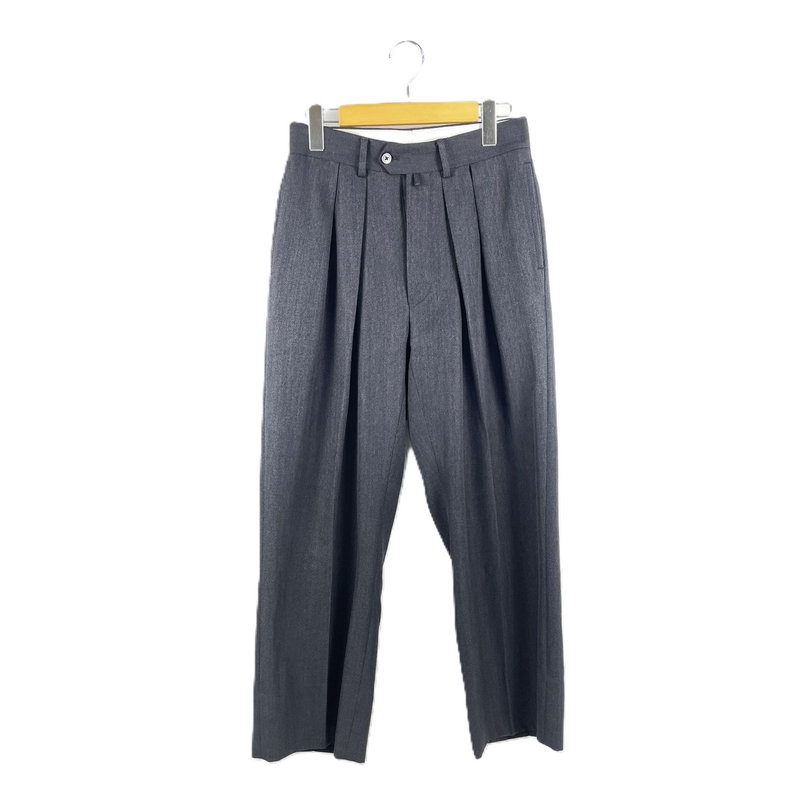 ニート NEAT パンツ スラックス タック ウール ボタンフライ 46 S 紺