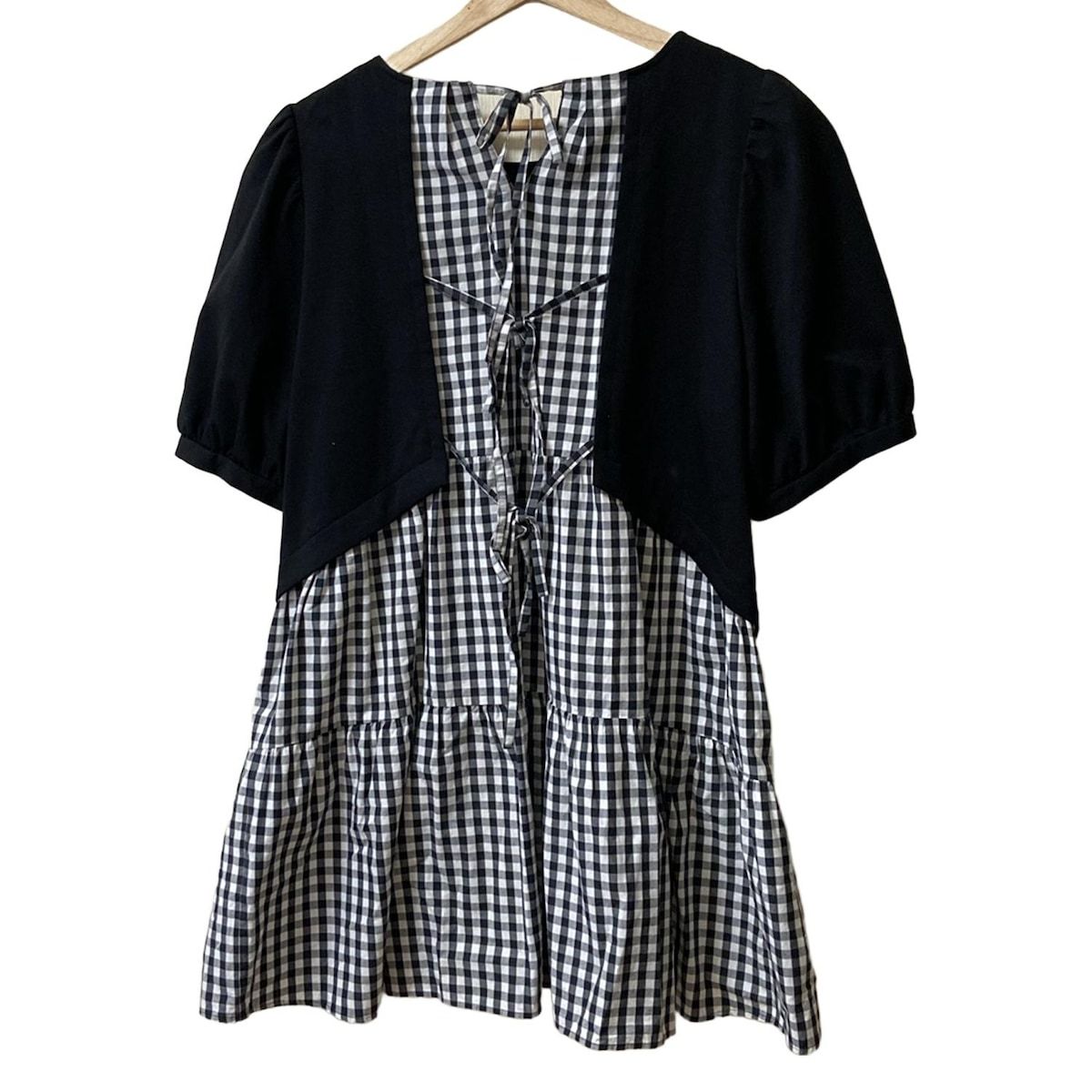 Rose Tiara ローズティアラ チュニック サイズ42 L レディース - 黒×白 半袖 チェック柄