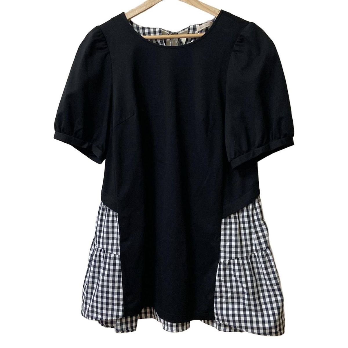 Rose Tiara ローズティアラ チュニック サイズ42 L レディース - 黒×白 半袖 チェック柄