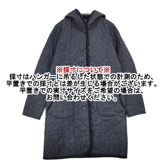 LAVENHAM キルティング ウール フード付き 中綿 コート ネイビー