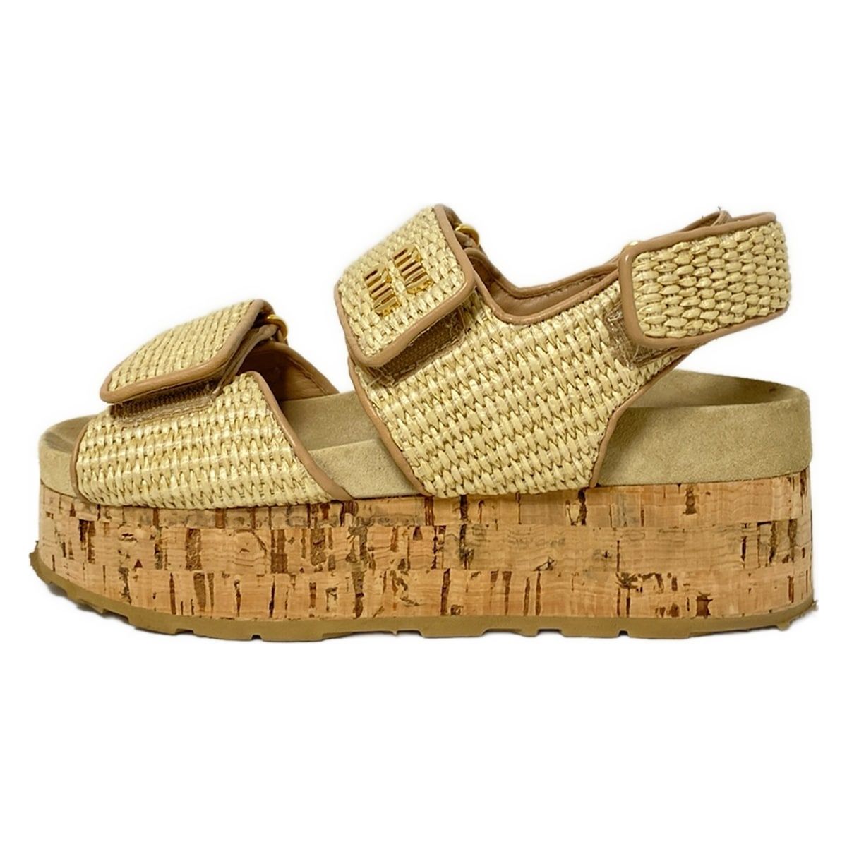 miumiu(ミュウミュウ) サンダル 36 レディース - 5XZ480 ベージュ