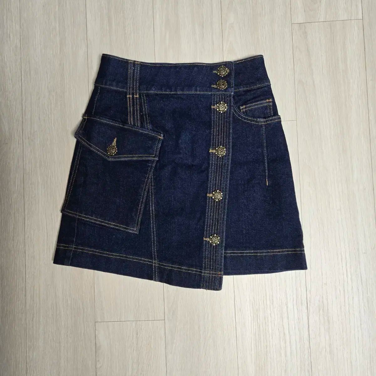 0055 エゴイスト デニム ミニ スカート ボタン 装飾 デニムスカート