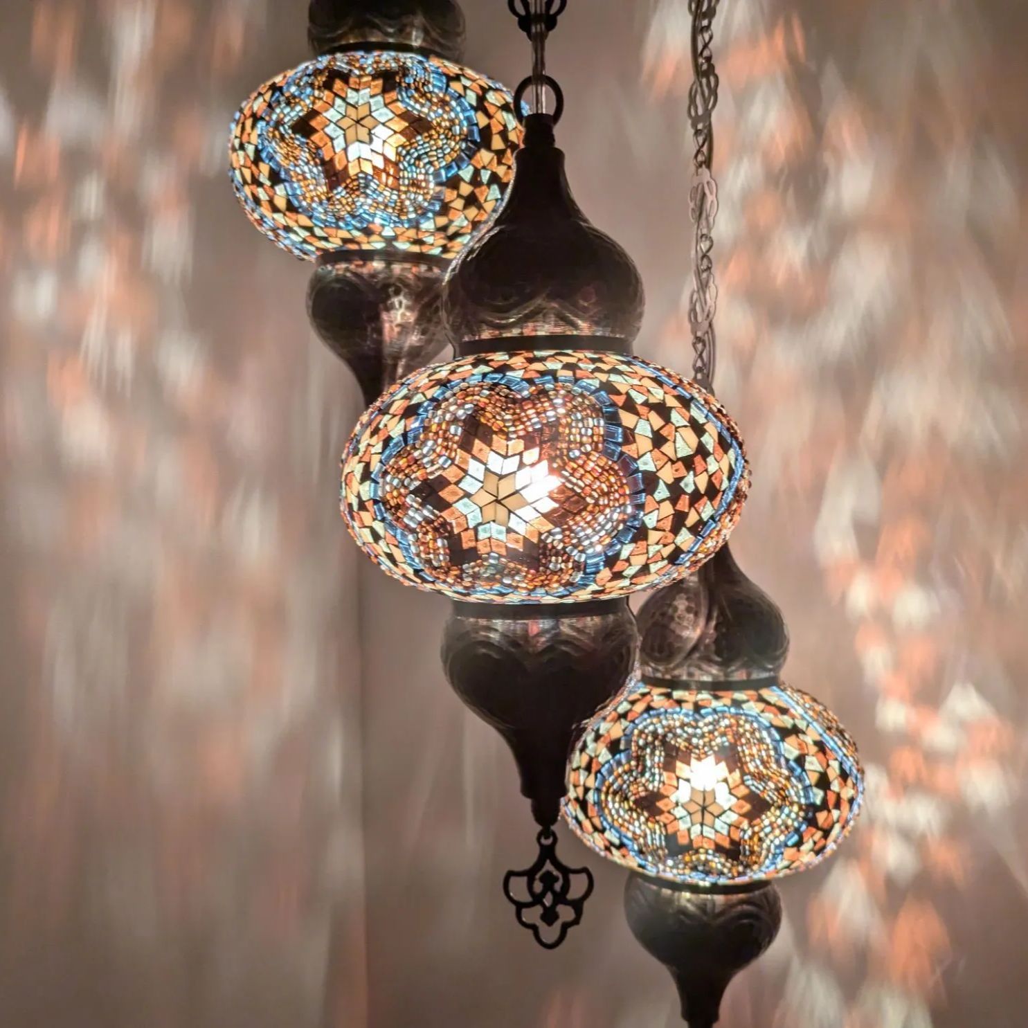 ＊NEW＊トルコ製ハンドメイド モザイクランプ (シャンデリアタイプ) NEW＊トルコ製ハンドメイド モザイクランプ (シャンデリアタイプ)