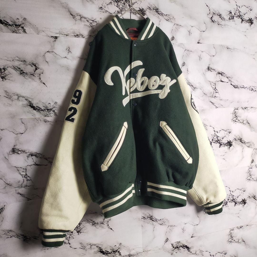 入手困難】ケボズ☆刺繍ビッグロゴ スタジャン Lサイズ グリーン