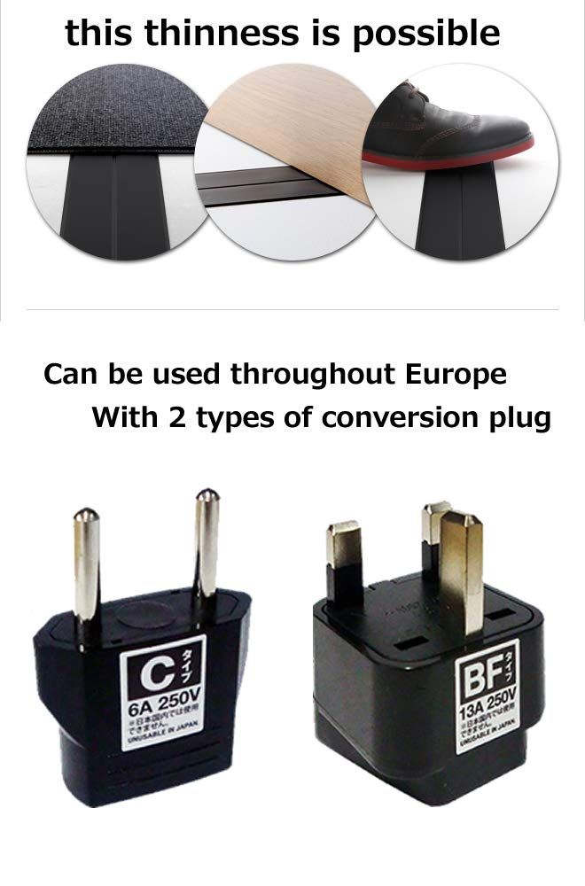 世界で一番薄い0.9mm 電気ケーブル フラットコード flatcode 1m 黒