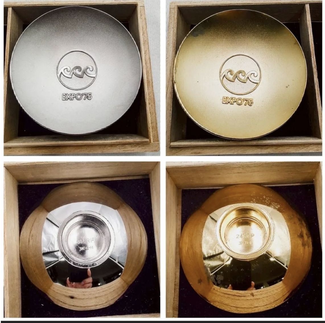 沖縄国際海洋博覧会 記念メダル 金 銀 銅 EXPO75 昭和 18金 レトロ 沖縄国際海洋博覧会 記念メダル 金 銀 銅 EXPO75 昭和 18金 レトロ