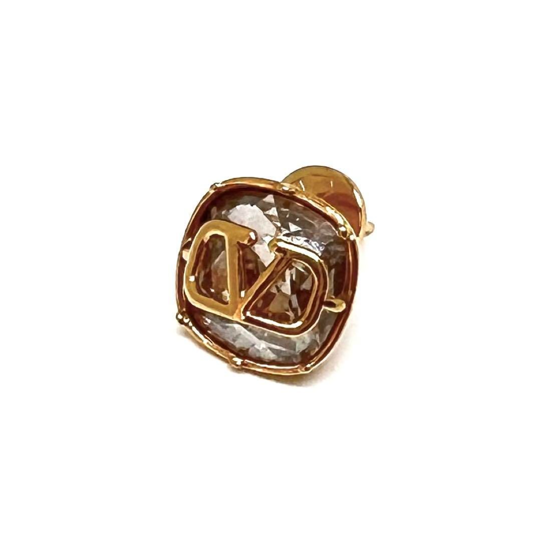 美品☆ ヴァレンティノ クリスタル ピアス Vロゴ 片方 スクエア