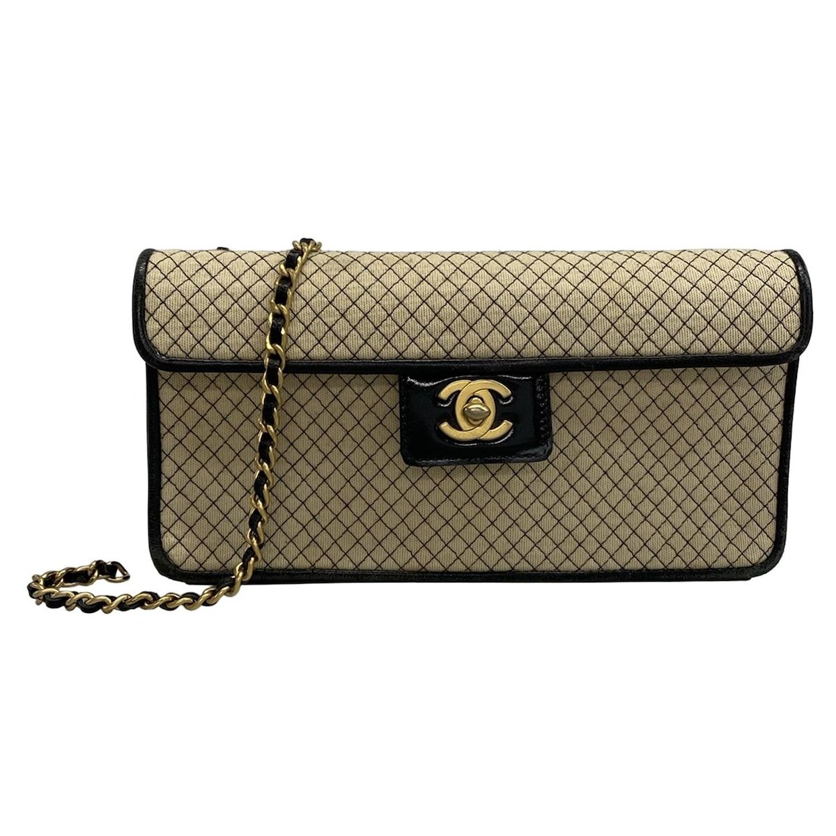 CHANEL(シャネル) ショルダーバッグ マイクロマトラッセ ベージュ×黒