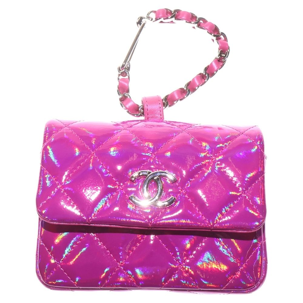CHANEL シャネル 24C メタリックマトラッセチャームバッグ パテントレザー ピンク