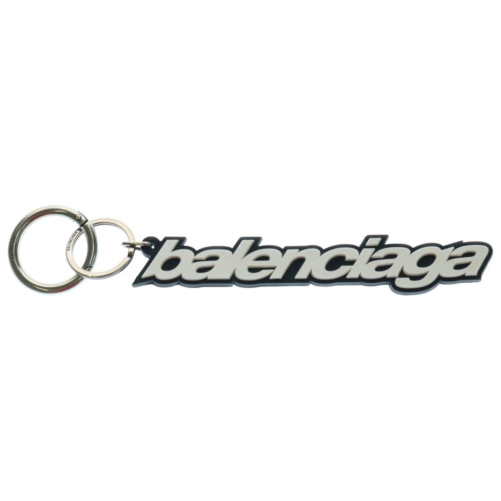 BALENCIAGA バレンシアガ 21SS KEYRING ラバーロゴ キーリング バックチャーム ブラック ホワイト 639106
