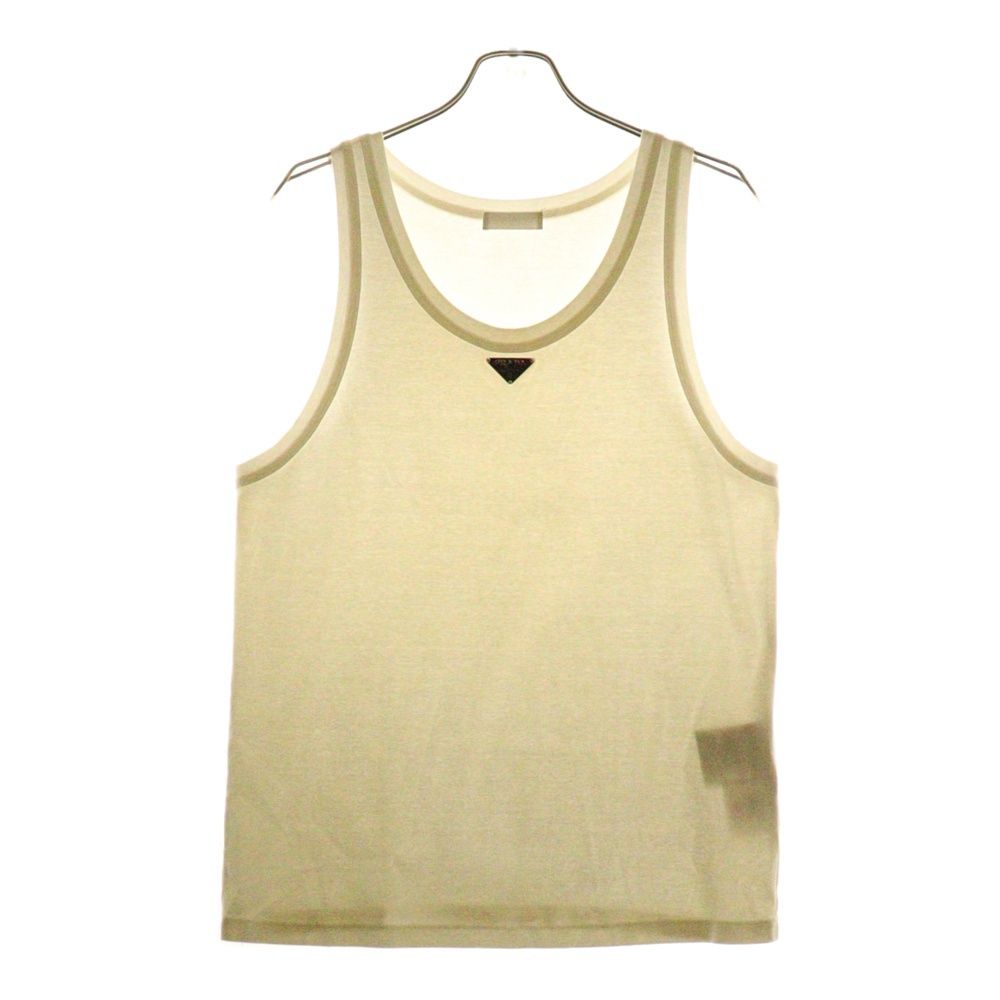 PRADA プラダ トライアングルロゴ ノースリーブカットソー タンクトップ ホワイト UJT 109