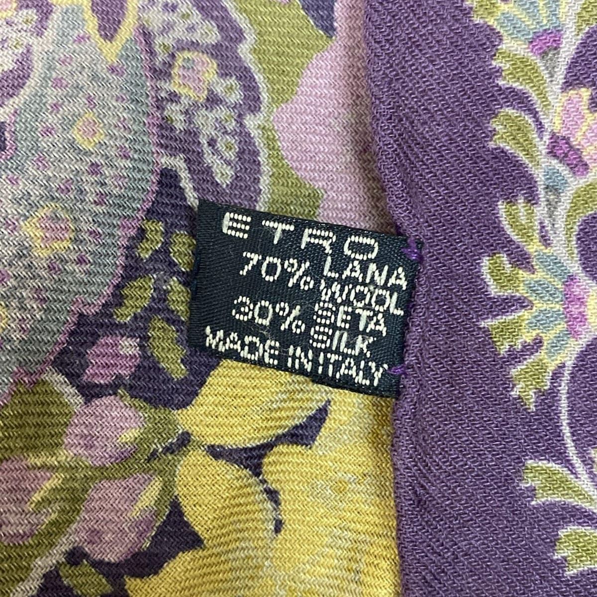 ETRO(エトロ) ストール(ショール)美品 - カーキ×パープル×マルチ 花柄