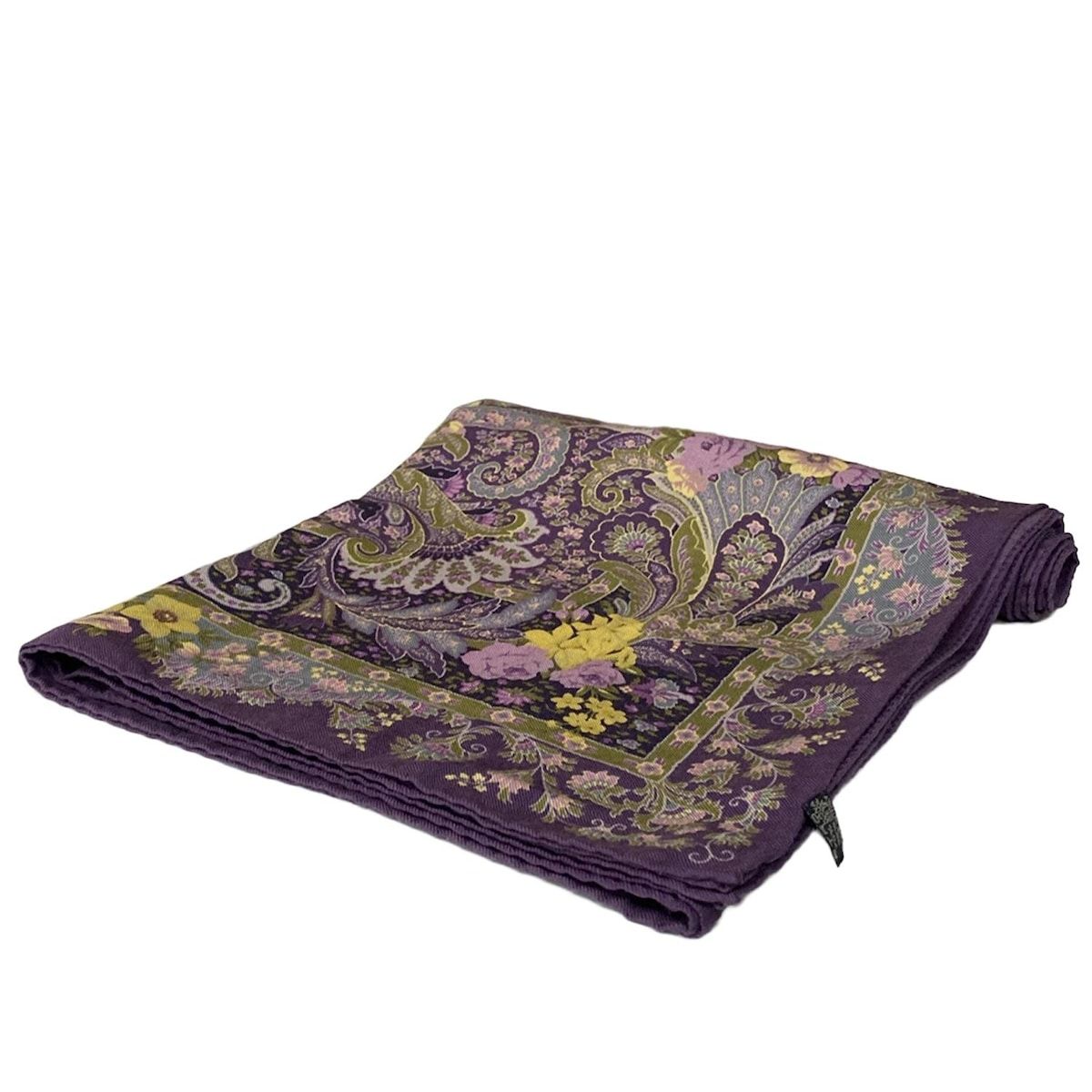 ETRO(エトロ) ストール(ショール)美品 - カーキ×パープル×マルチ 花柄
