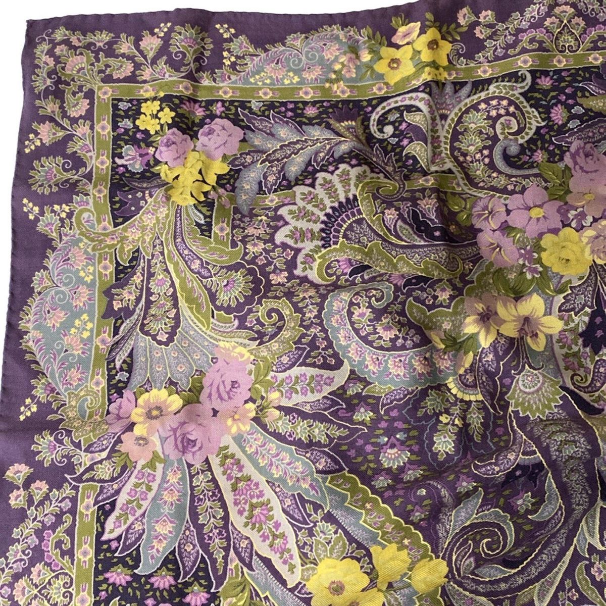ETRO(エトロ) ストール(ショール)美品 - カーキ×パープル×マルチ 花柄