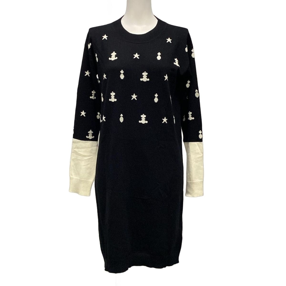 HERMES(エルメス) ワンピース サイズ40 M レディース - 黒×白 長袖