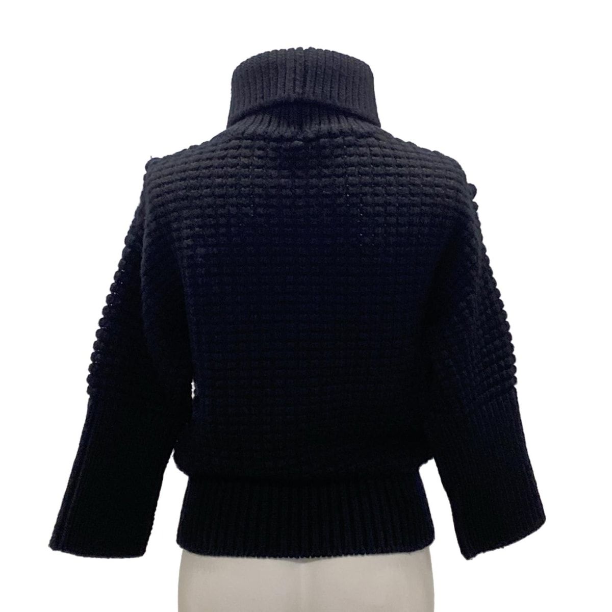 HERMES エルメス 七分袖セーター サイズ34 S レディース - 3H2642D9 黒 タートルネック シェーヌダンクル ウール