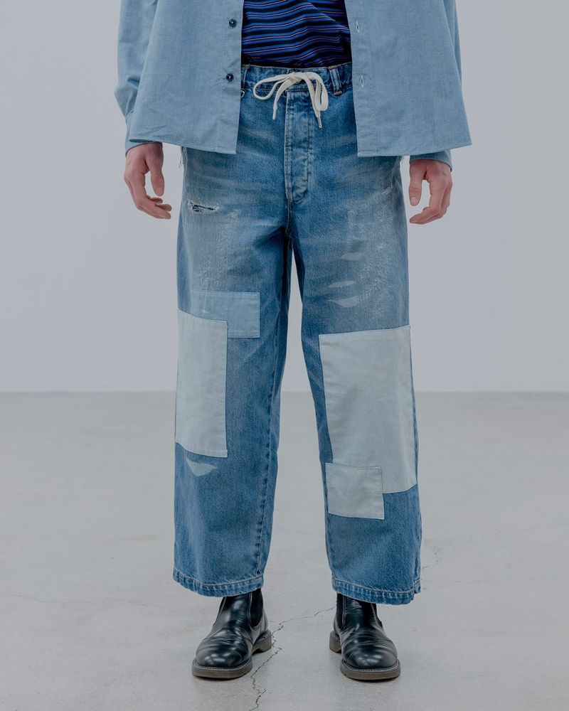 SCHISM PATCH JEANS BLUE デニム　新品未使用 uniform experiment PATCHWORKED DENIM WIDE-FITJEANS デニム