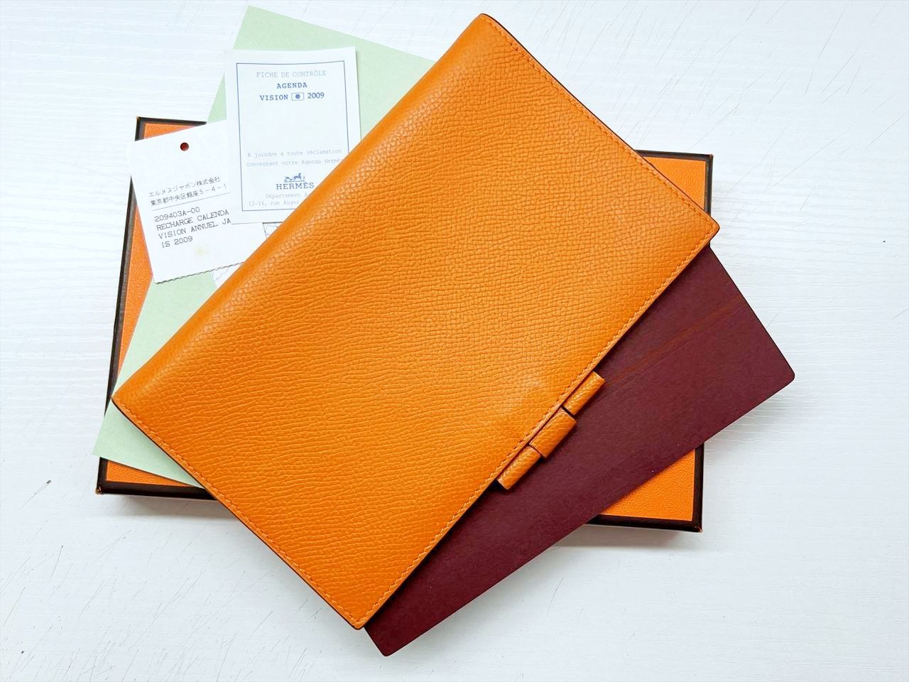 HERMES エルメス アジェンダビジョン 手帳カバー オレンジ クシュベル J