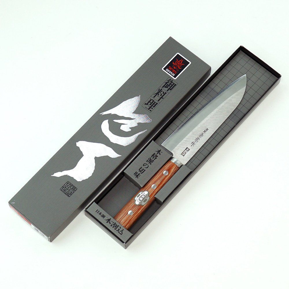 包丁 KC 148 名匠 関兼常作 DPステン割込口金付 赤合板柄 三徳 165 mm