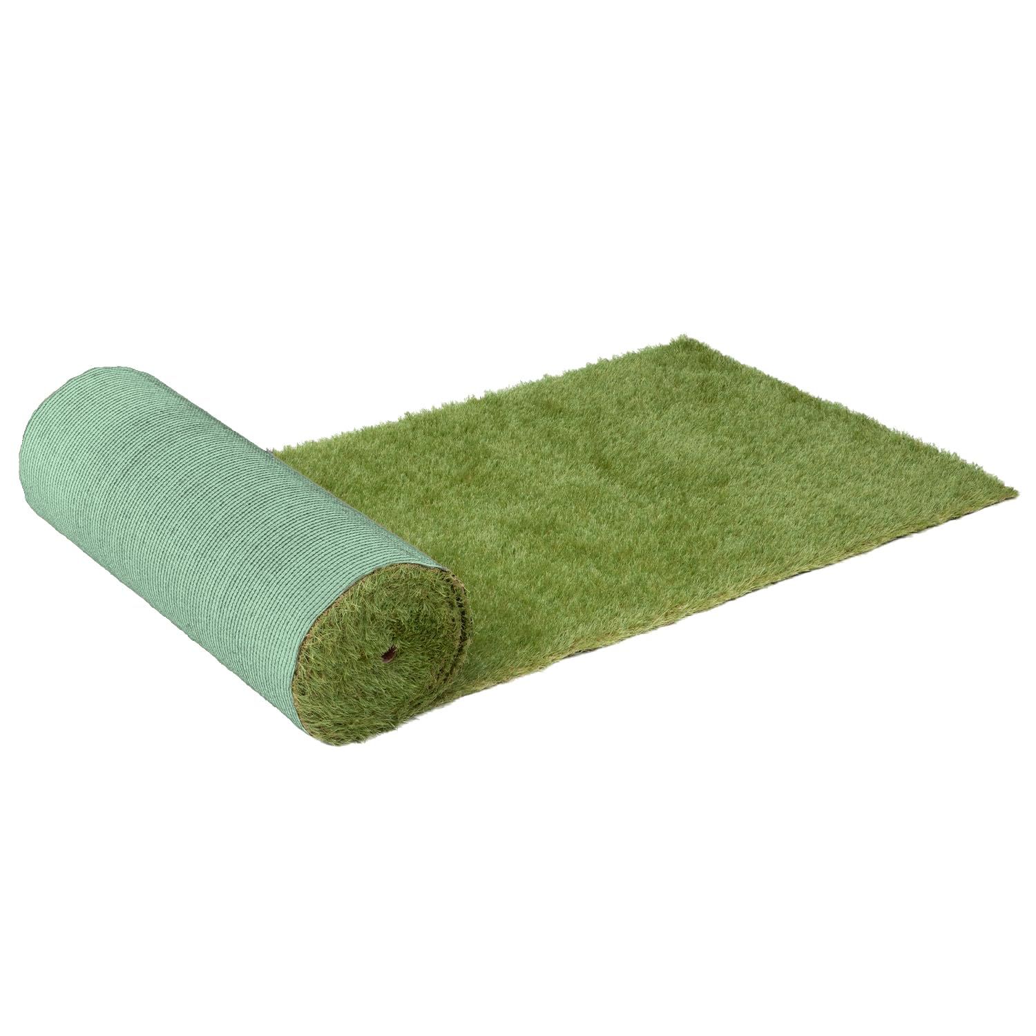 モダンデコ 人工芝 防草タイプ 高耐久リアル 2層構造 芝丈35mm 雑草抑制 全面透水 u字ピン付き 1×5m フレッシュグリーン