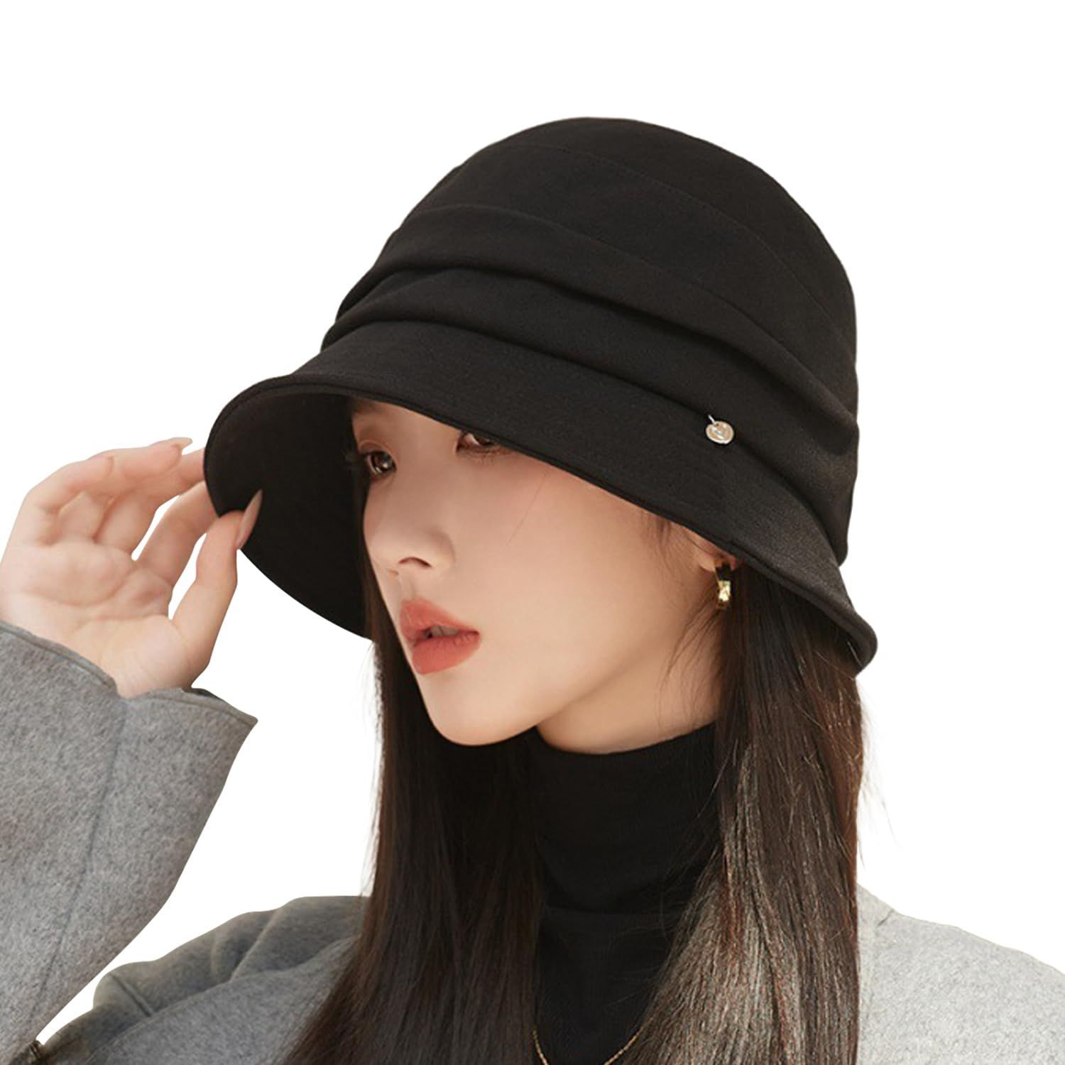 売切注意 UV カット 圧倒的な小顔効果 美シルエット 秋冬向け 柔らかい 帽子 防寒保温 レディース レディースハット バケットハット 無地 Gokamoi サイズ調整