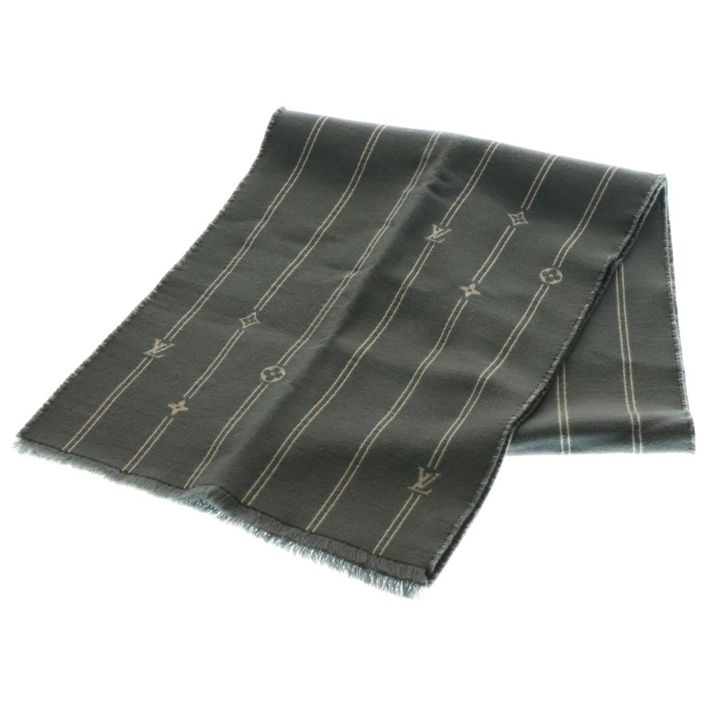 Louis Vuitton グレー マフラー フリンジ付き LOUIS VUITTON グレー マフラー フリンジ付き