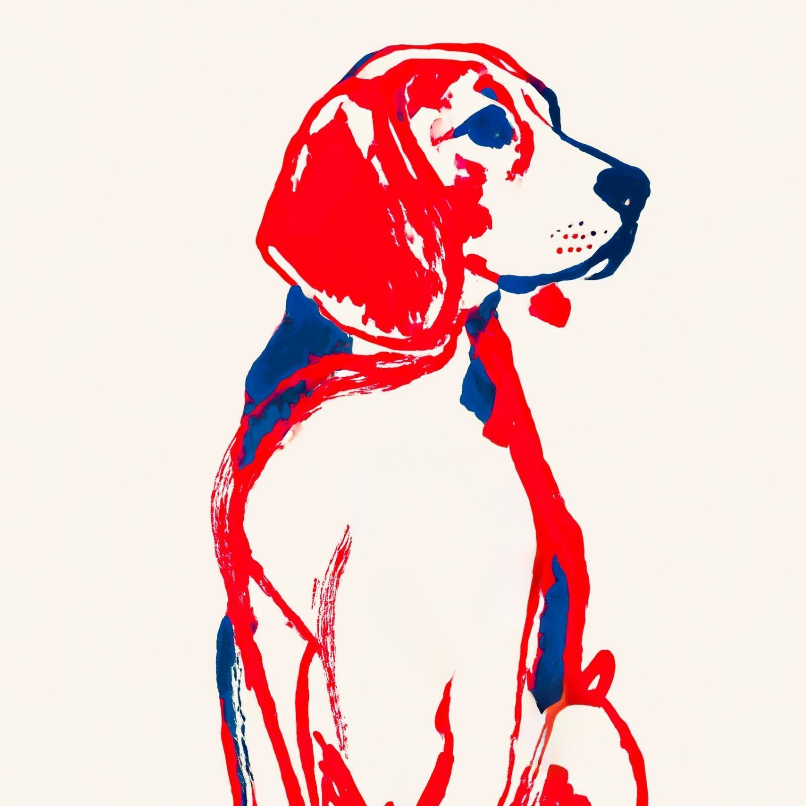 名入れOK Red Line - ビーグル犬 No.1 アートポスター ペットロス 北欧モダン ミニマルインテリア カフェスタイル