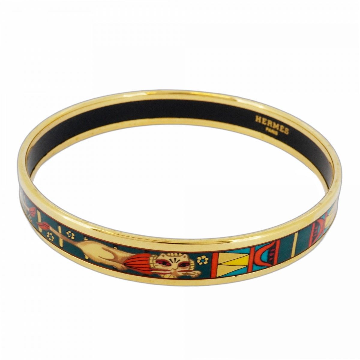 5jmb0788】エルメス バングル エマイユPM GPメッキ 七宝焼き ゴールド