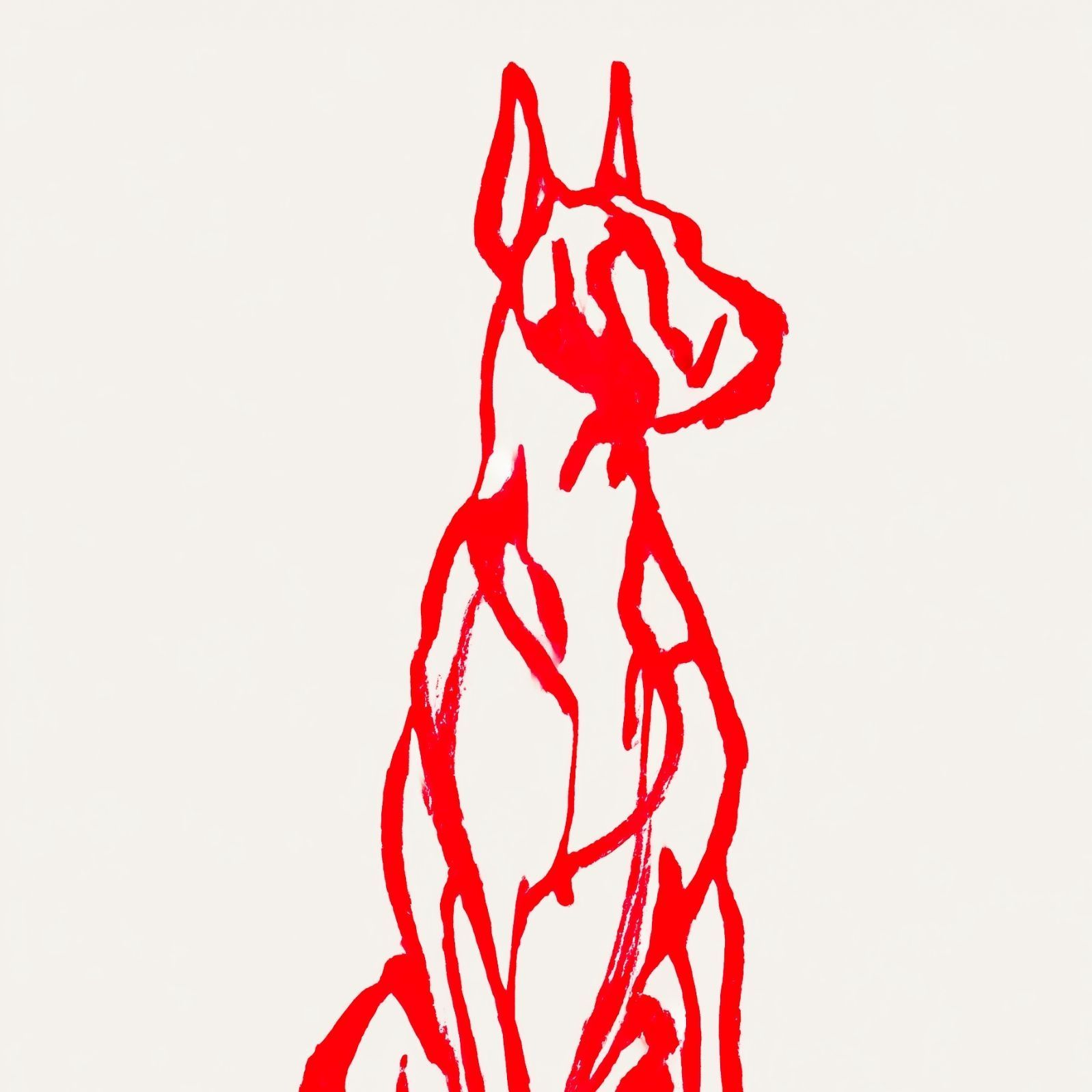 名入れOK Red Line - グレートデン犬 No.1 アートポスター ペットロス 北欧モダン ミニマルインテリア カフェスタイル