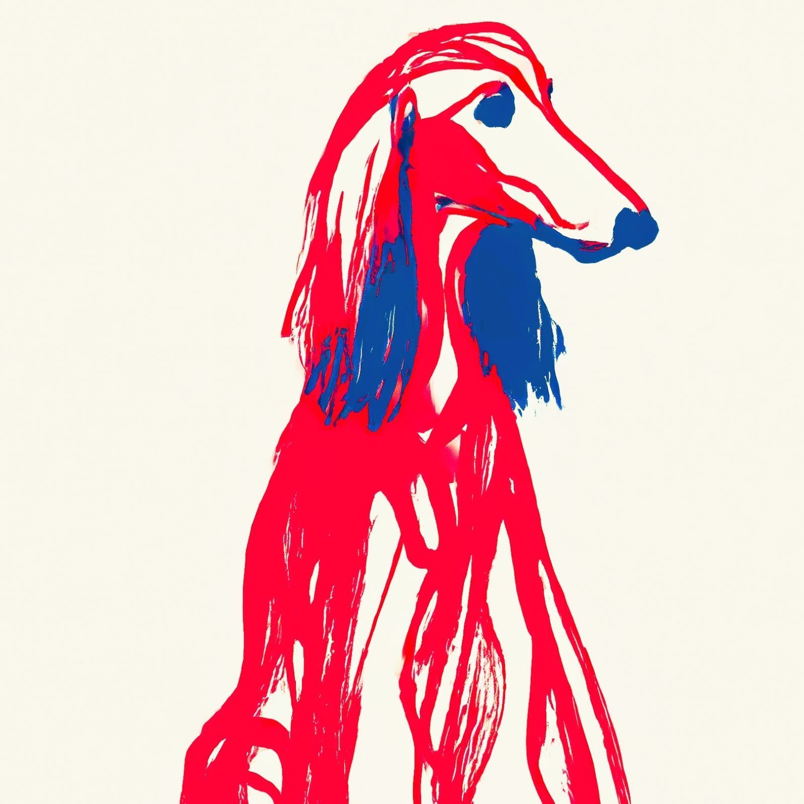 名入れOK Red Line - アフガンハウンド犬 No.1 アートポスター ペットロス 北欧モダン ミニマルインテリア カフェスタイル