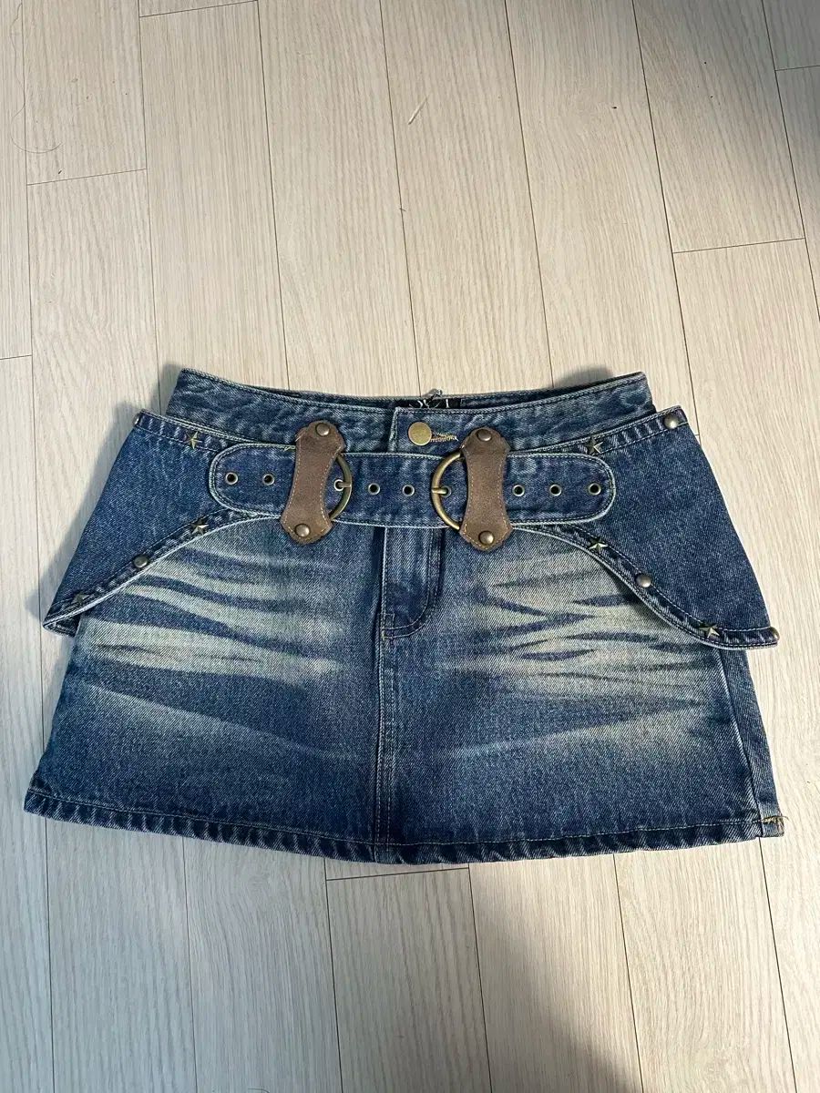 쎄쎄쎄 setsetset Y2K ベルト ポイント ウォッシュ デニム スカート