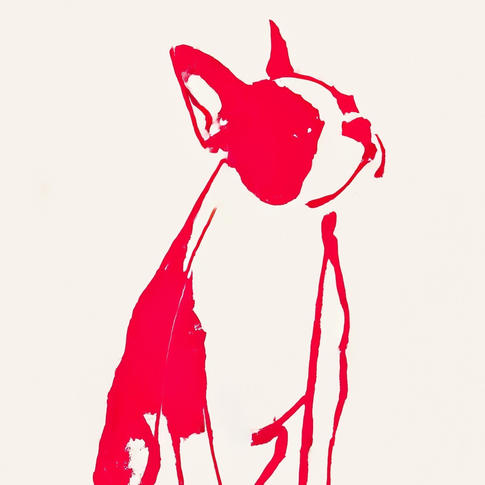 名入れOK Red Line - ボストンテリア犬 No.1 アートポスター ペットロス 北欧モダン ミニマルインテリア カフェスタイル