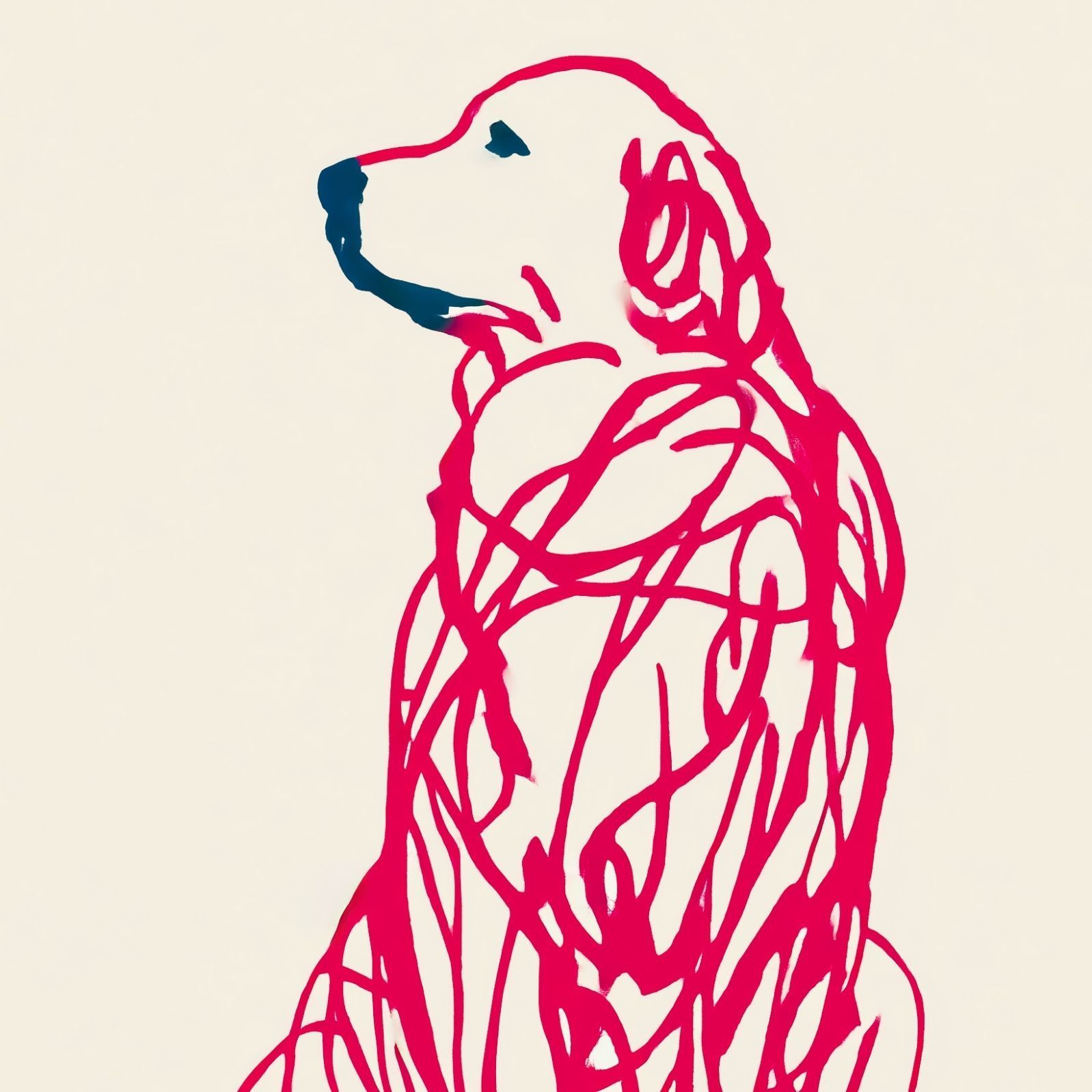 名入れOK Red Line - グレートピレニーズ犬 No.1 アートポスター ペットロス 北欧モダン ミニマルインテリア カフェスタイル