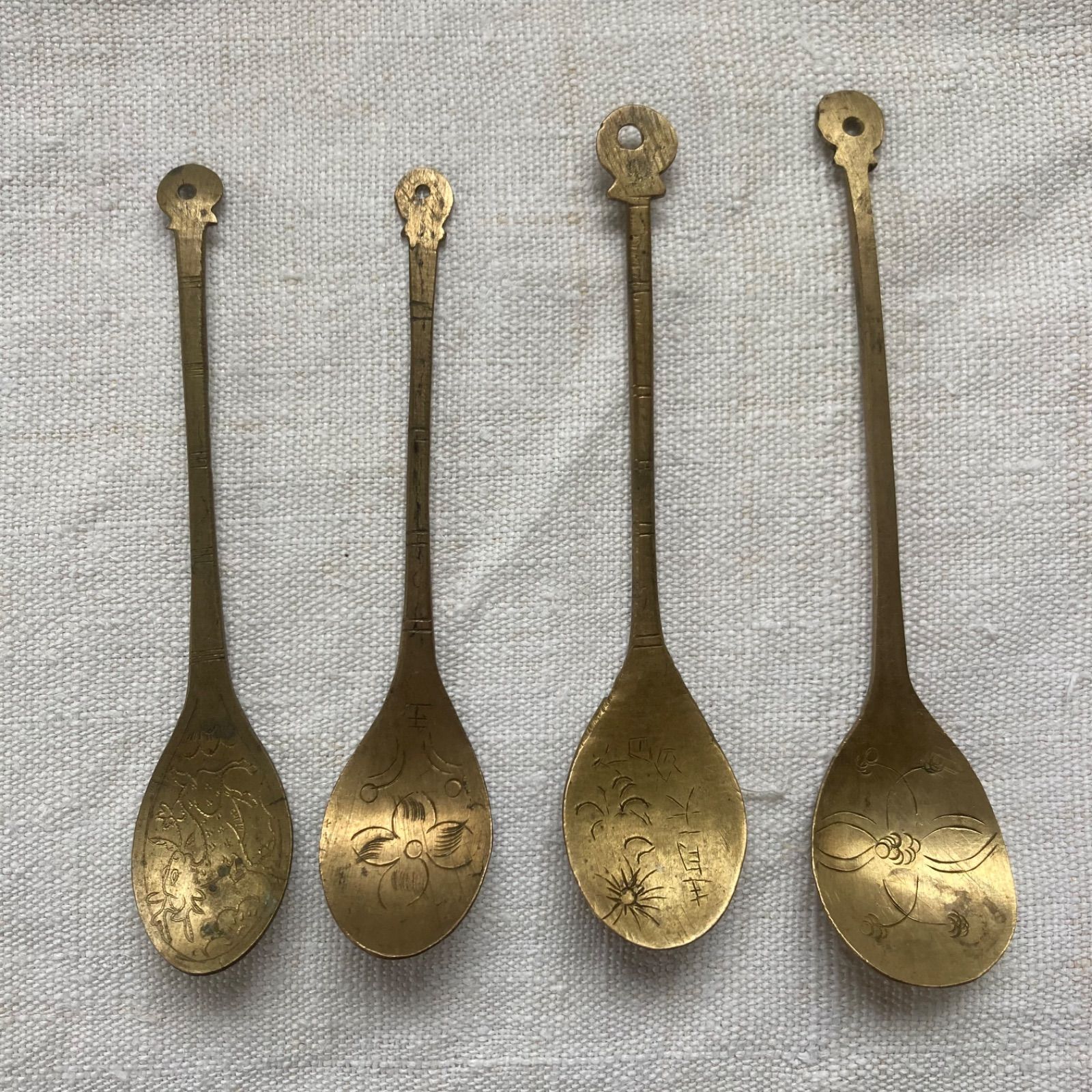 スッカラ 薬匙 中国 韓国 李朝 スプーン 朝鮮工芸 真鍮 骨董 古道具