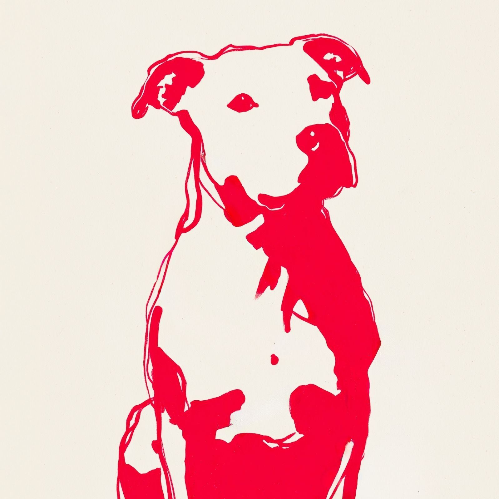 名入れOK Red Line - ピットブル犬 No.1 アートポスター ペットロス 北欧モダン ミニマルインテリア カフェスタイル